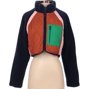 Zara Cropped Fleece S/XS Navy Orange